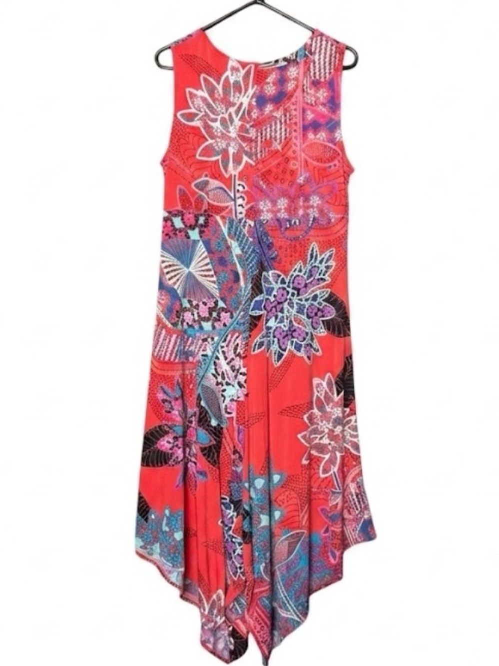 Chico’s Sleeveless Floral Maxi Dress with Handkerchief Hem - Picture 2 of 2